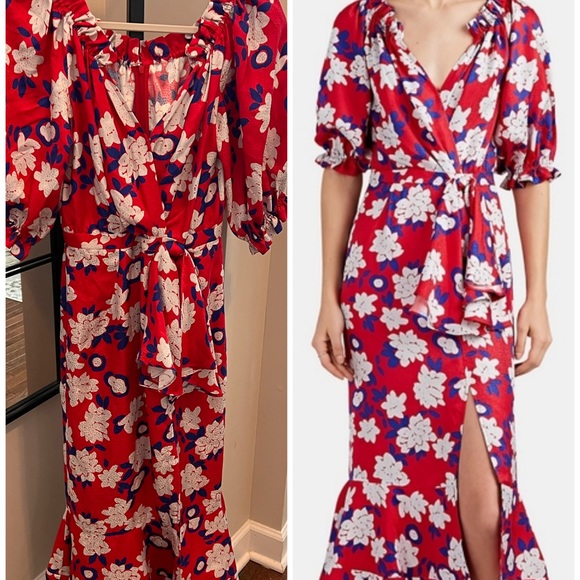 Saloni RARE Olivia Floral Silk Jacquard Midi Dress - Picture 3 of 11